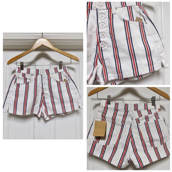 Reformation Pants - NWT Reformation White Striped Shorts